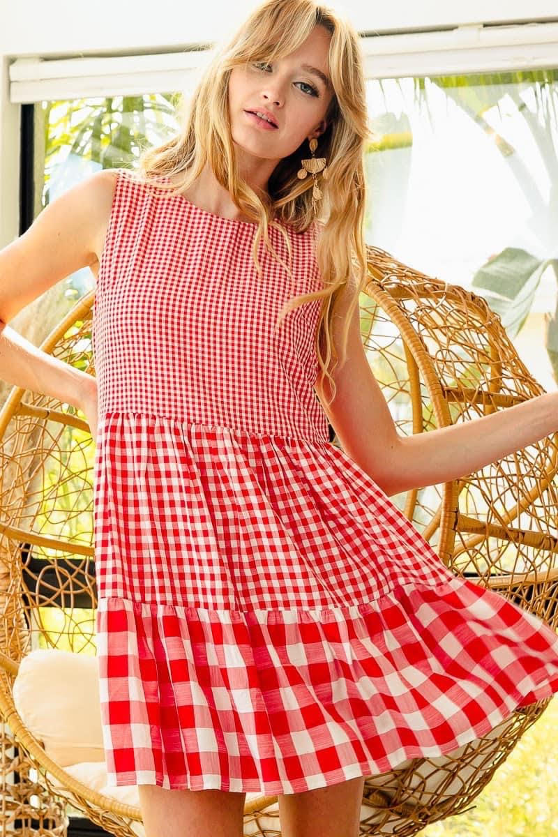 Womens Gingham Garden Dress